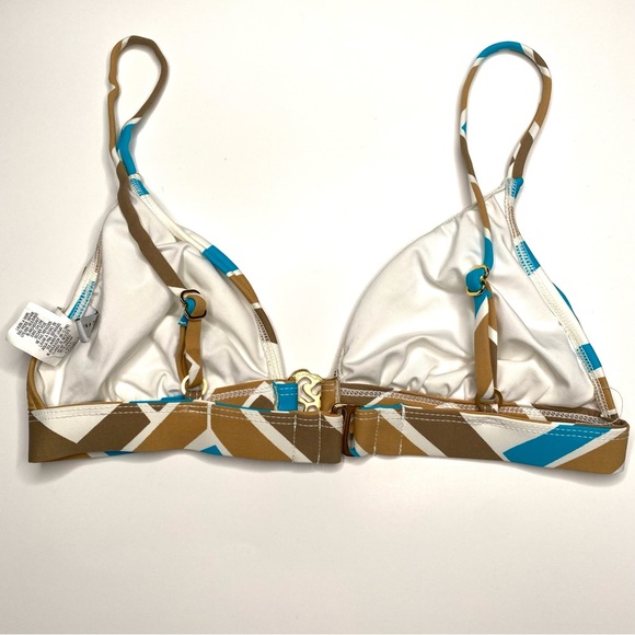 Trina Turk Blue Tan Geometric Bikini Top - Picture 4 of 8